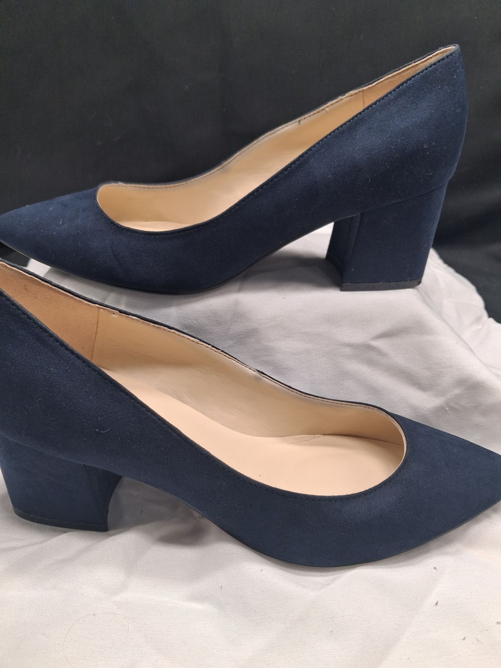 Nine West Navy Blue Suede Block Heel Pumps